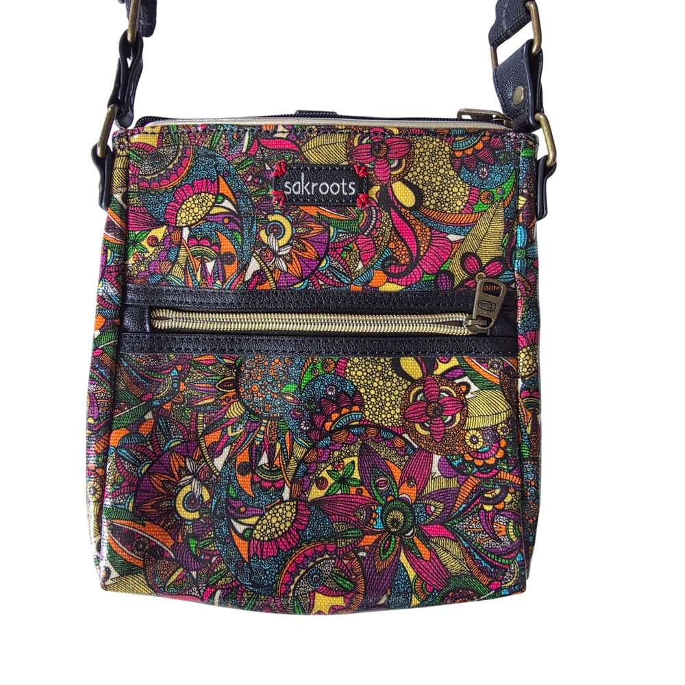 The Sakroots Artist Circle Crossbody Bag Vibrant Rainbow Desert Design Funky - Picture 2 of 9